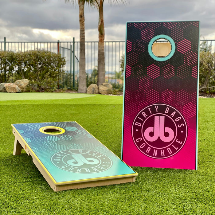 Dirty Bags Cornhole Boards - db Hex Neon Fades