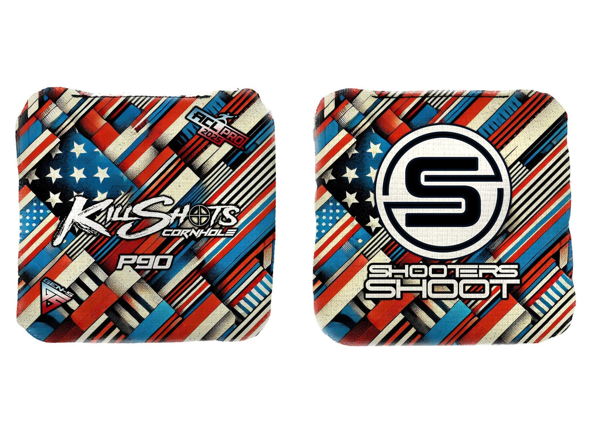 Bags Liberty Stripes / Yes (+$15) Killshots Cornhole | P90 Series | Limited Designs | 2025 ACL Pro Cornhole Bags