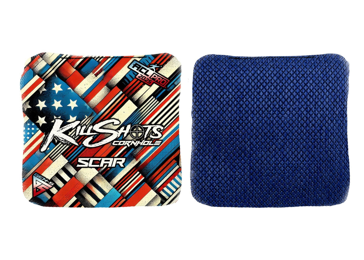 Bags Liberty Stripes / Yes (+$15) Killshots Cornhole | Scar-H Series | Limited Designs | 2025 ACL Pro Cornhole Bags