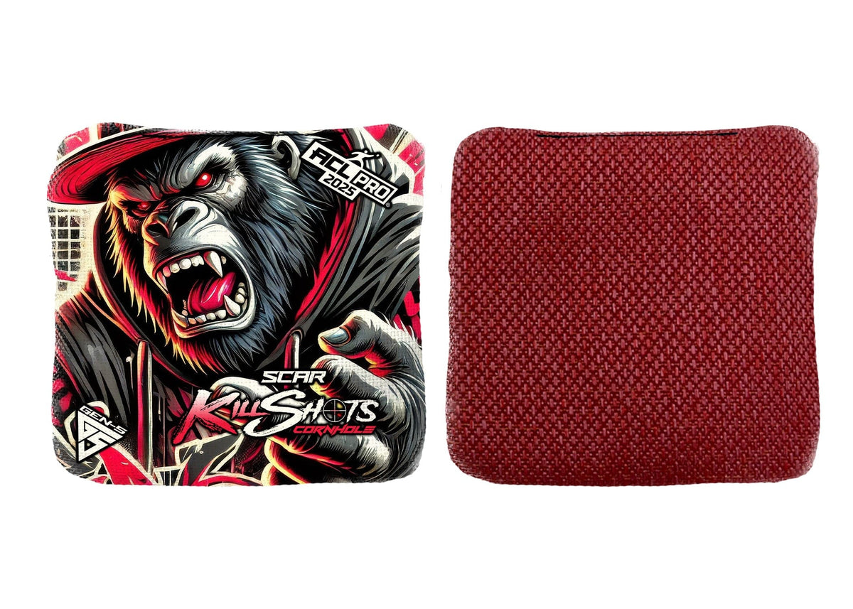 Bags Primal Pulse Red / Yes (+$15) Killshots Cornhole | Scar-H Series | Limited Designs | 2025 ACL Pro Cornhole Bags