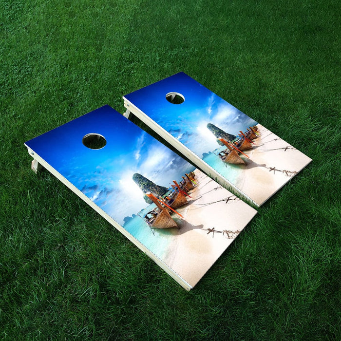 Kayak Beach Cornhole Boards Wraps (Set of 2)