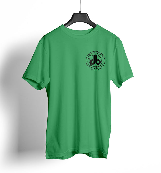 Dirty Bags Cornhole T Shirt Kelly Green and Black