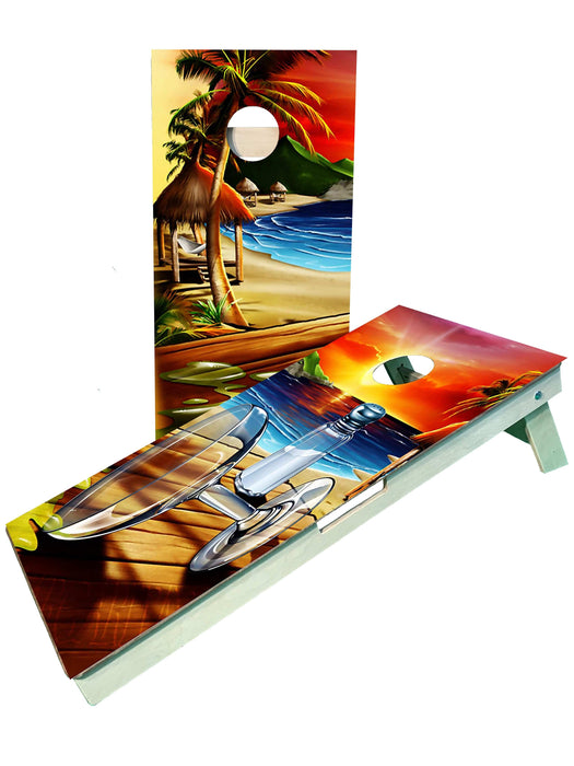 cornhole boards Spilt Margarita in Paradise Cornhole Set, Beach/ Tiki Spilt Design