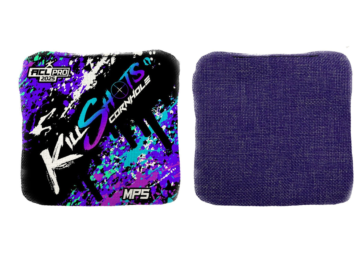 Bags Aqua Splatter / Yes (+$15) Killshots Cornhole | MP5 Series | Stock Designs | 2025 ACL Pro Cornhole Bags