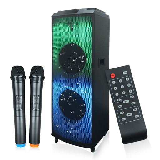 Ultimate Dual 12'' Portable Wireless LED Bluetooth Speaker w 2 Mics
