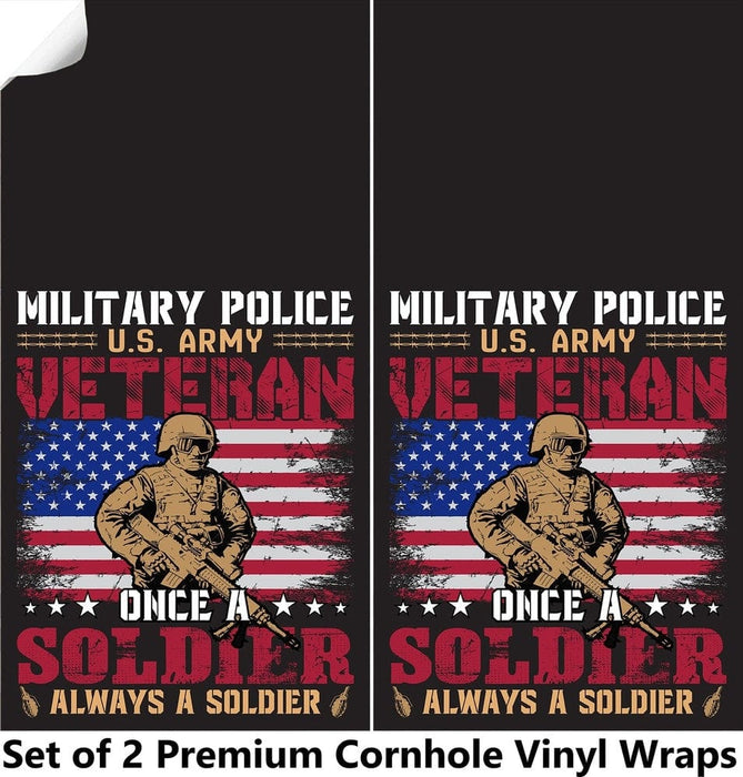 Military Power Veteran Cornhole Boards Wraps (Set of 2)