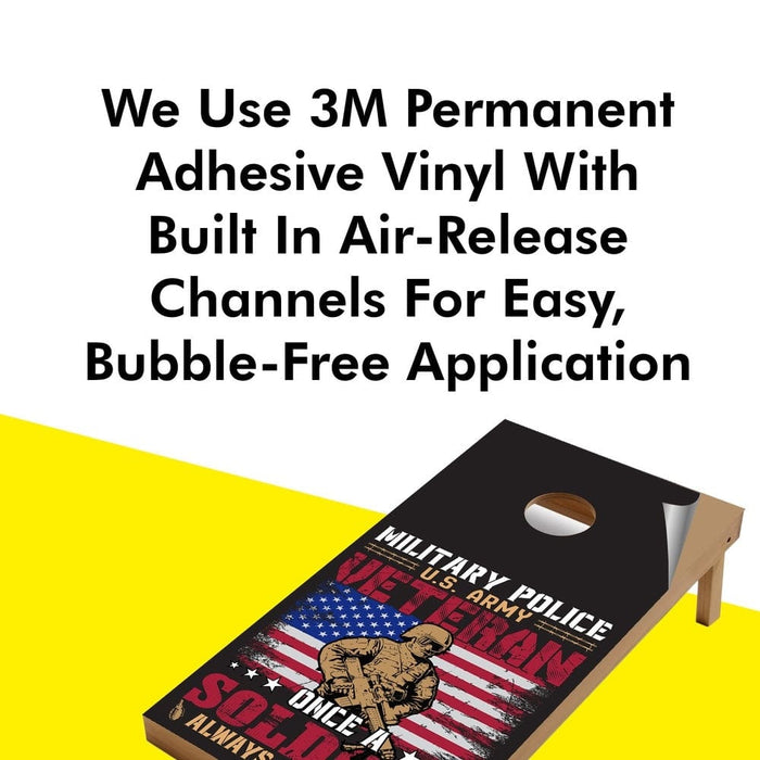 Military Power Veteran Cornhole Boards Wraps (Set of 2)