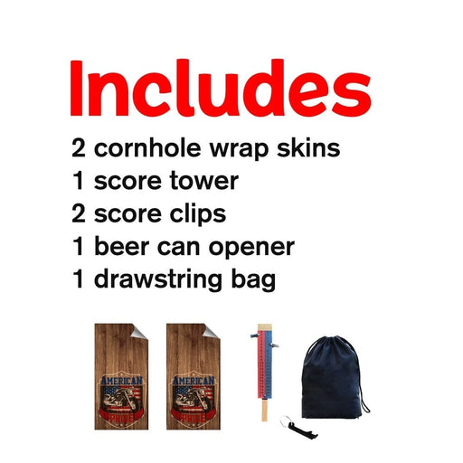 American Motorcycle Cornhole Boards Wraps (Set of 2)