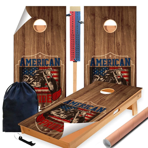American Motorcycle Cornhole Boards Wraps (Set of 2)