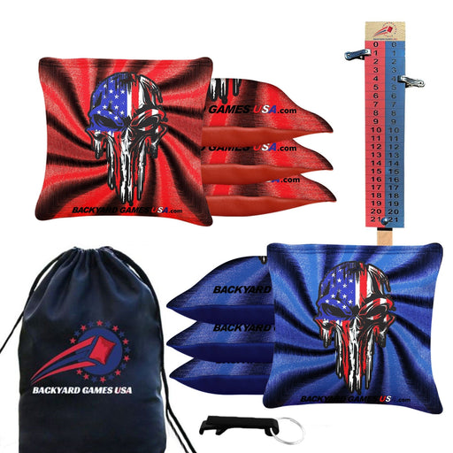 Red Blue Skull Cornhole Bags