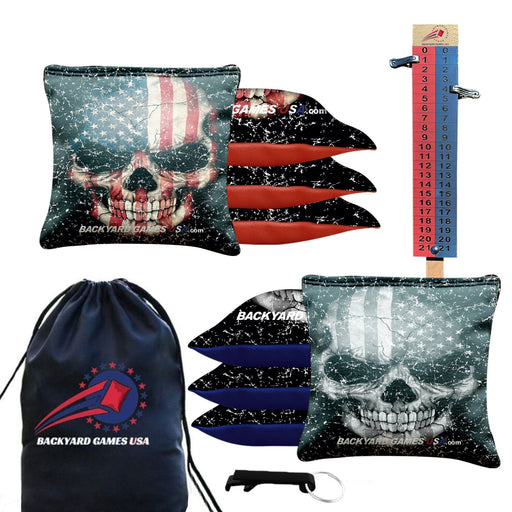Red Grey Skull Cornhole Bags
