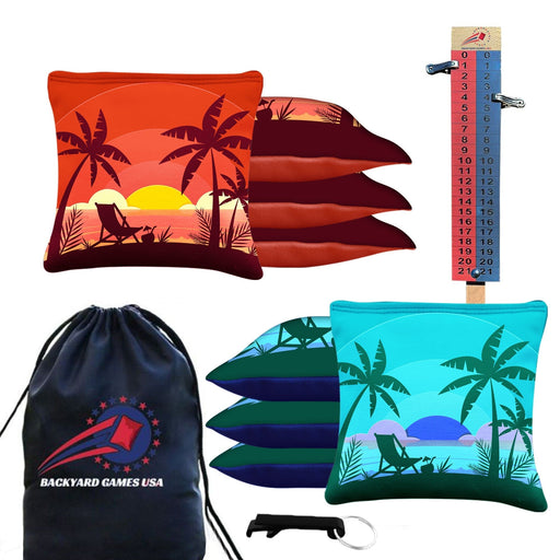Red Blue Beach Chair Cornhole Bags