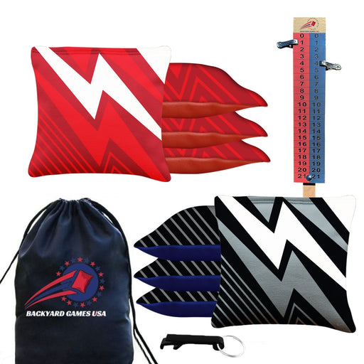 Red Black Zigzag Cornhole Bags