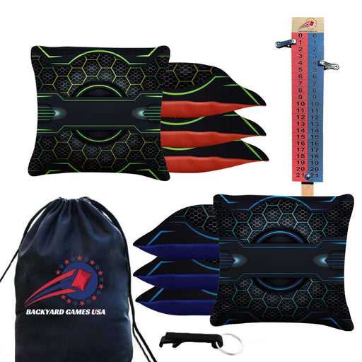 Blue Green Tech Cornhole Bags