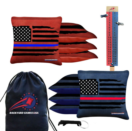 Blue Line Red Line Cornhole Bags
