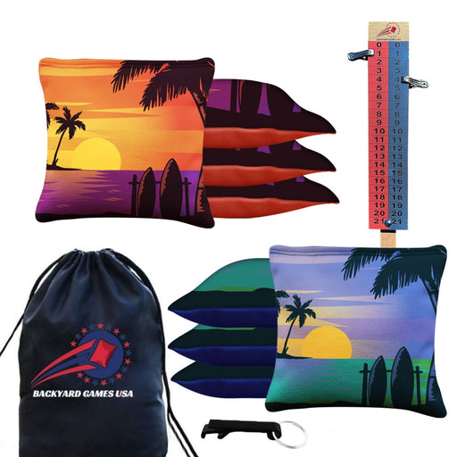 Orange Blue Beach Cornhole Bags