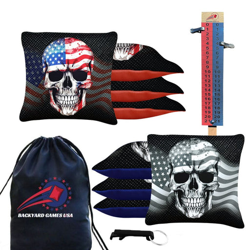 Flag Skull Cornhole Bags