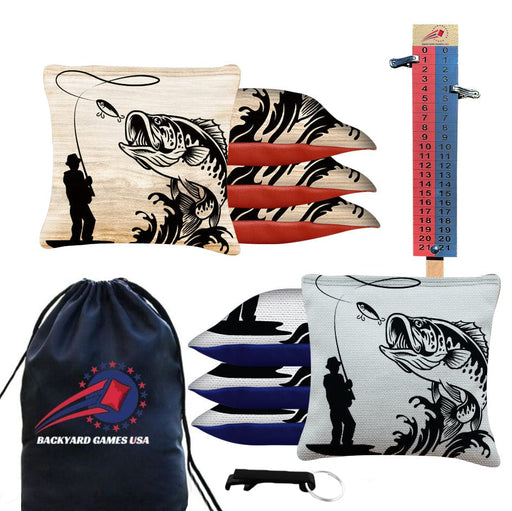 White Brown Fish Cornhole Bags