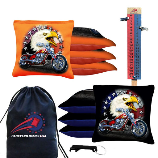 Motorcycle Bald Eagle Cornhole Bags