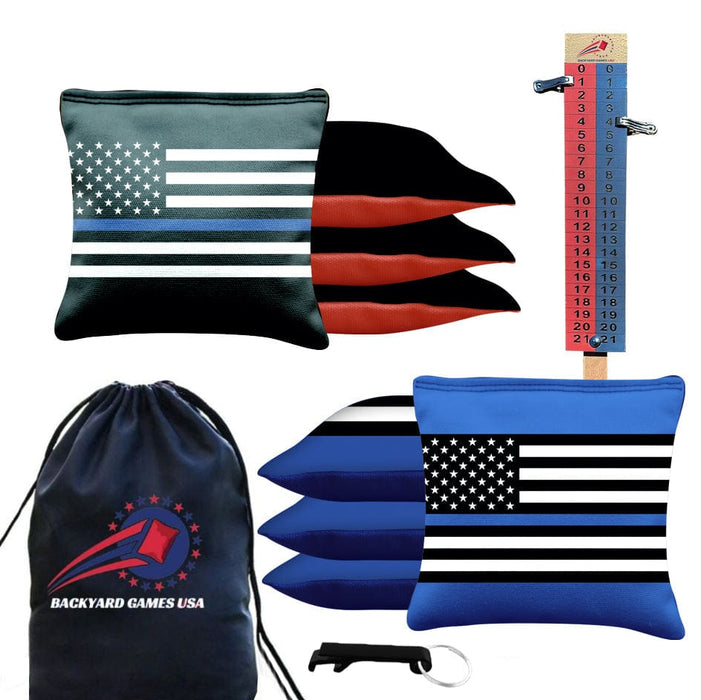 Blue Lines Flag Cornhole Bags