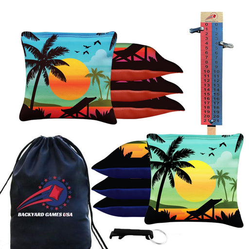 Green Blue Beach Cornhole Bags