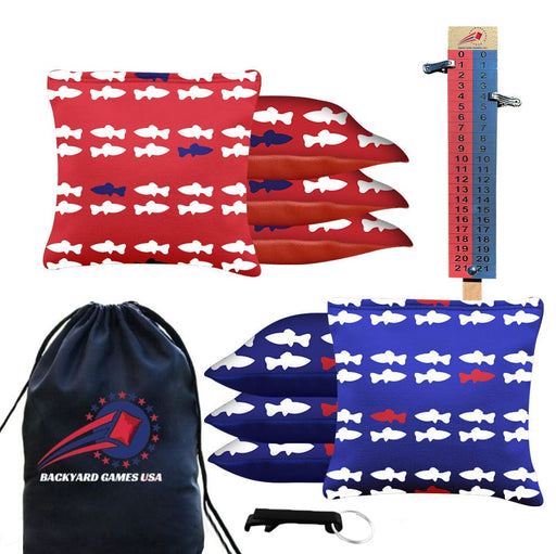 Red Blue Fish Cornhole Bags