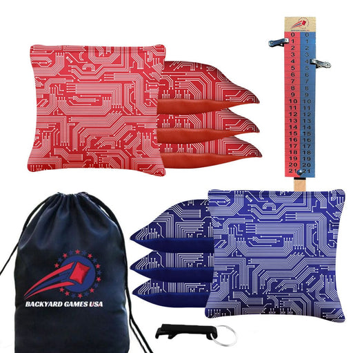 Red Blue Tech Cornhole Bags
