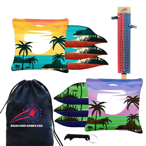 Blue Green Water Beach Cornhole Bags