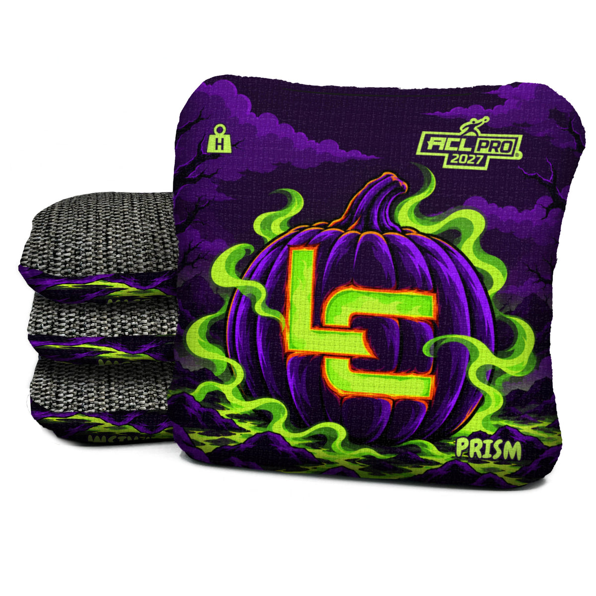 Neon Carved LC - Halloween Cornhole Bags - Multiple Bag Series - Set of 4