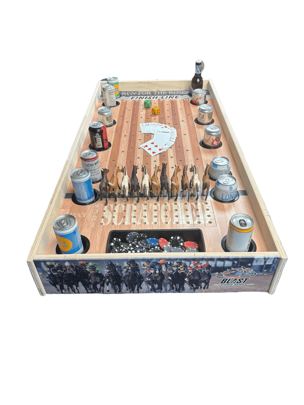 Horse Race Game Jumbo Horse Game W/ Drink Holders & Chip Pot