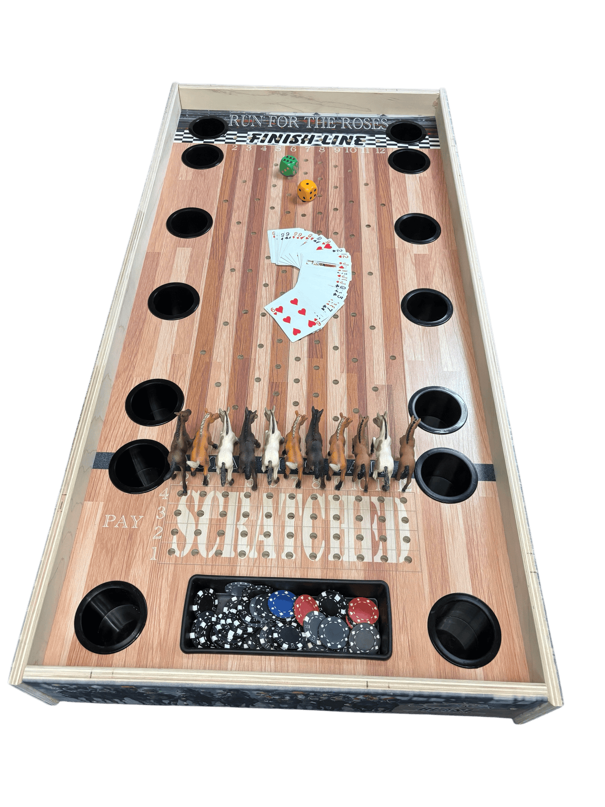 Horse Race Game Jumbo Horse Game W/ Drink Holders & Chip Pot