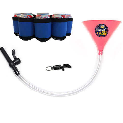 Beer Bong Pink / Blue / Black Beer Funnel Party Pack – Funnel, Shotgun Key Chain & Beer Belt