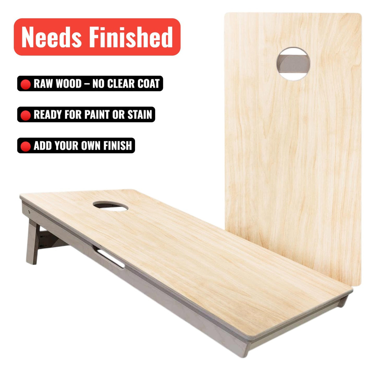 Unfinished Cornhole Boards – Tournament Series – Finish Your Way: Paint, Stain or Wrap