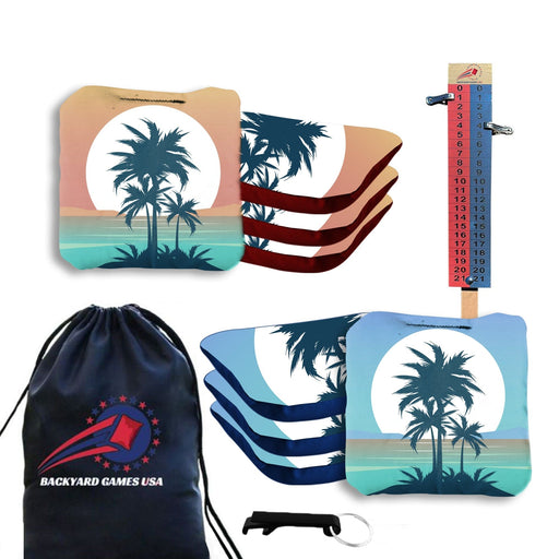 Professional Tropical  Palms Cornhole Bags - Set of 8