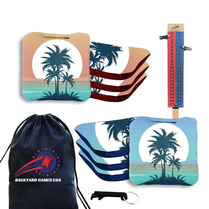 Tropical  Palms Cornhole Bags - Set of 8