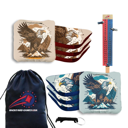 Professional Blue Gold Eagle Cornhole Bags - Set of 8