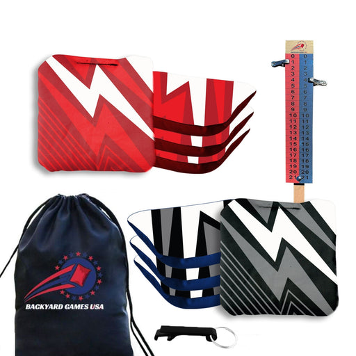 Professional Red Black Zigzag Cornhole Bags - Set of 8