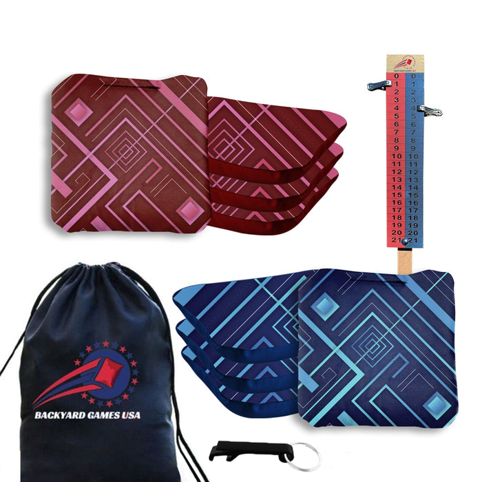 Blue Pink Lines Cornhole Bags - Set of 8