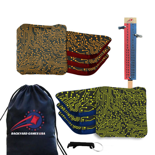 Green Orange Tech Cornhole Bags - Set of 8