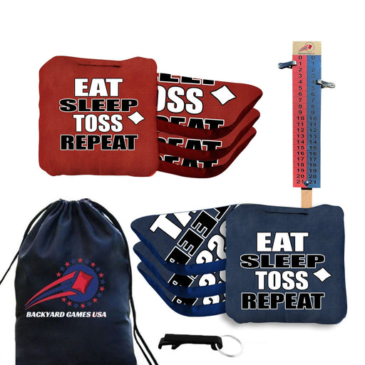 Eat Sleep Toss Repeat Cornhole Bags - Set of 8