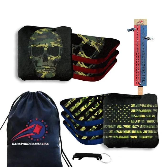 Professional Camo Skull Cornhole Bags - Set of 8