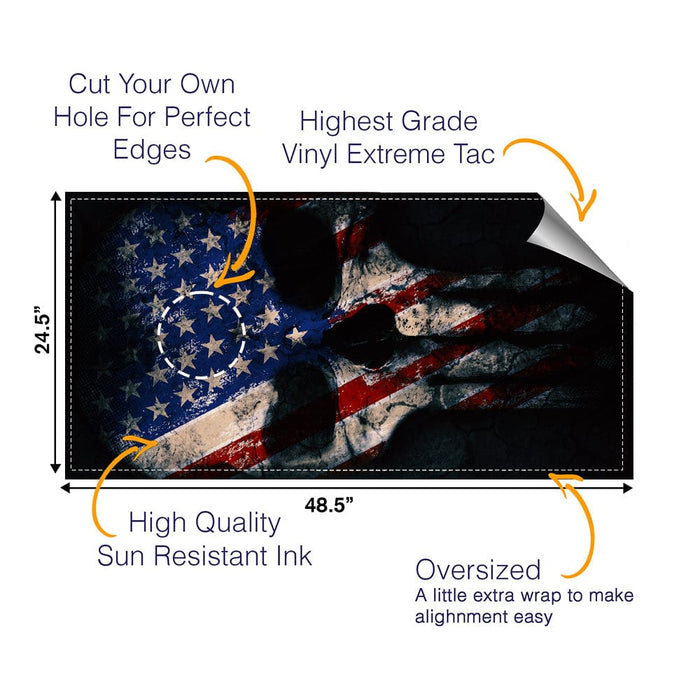 Punisher Red Blue Skull Cornhole Boards Wraps (Set of 2)