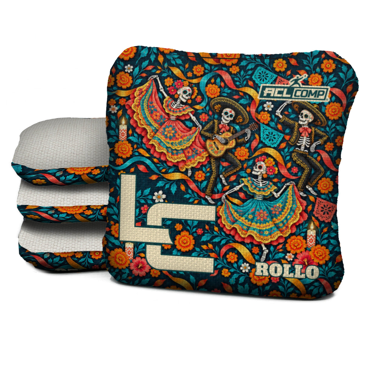 Calaca Fiesta Ribbons Cornhole Bags - Multiple Series - Set of 4