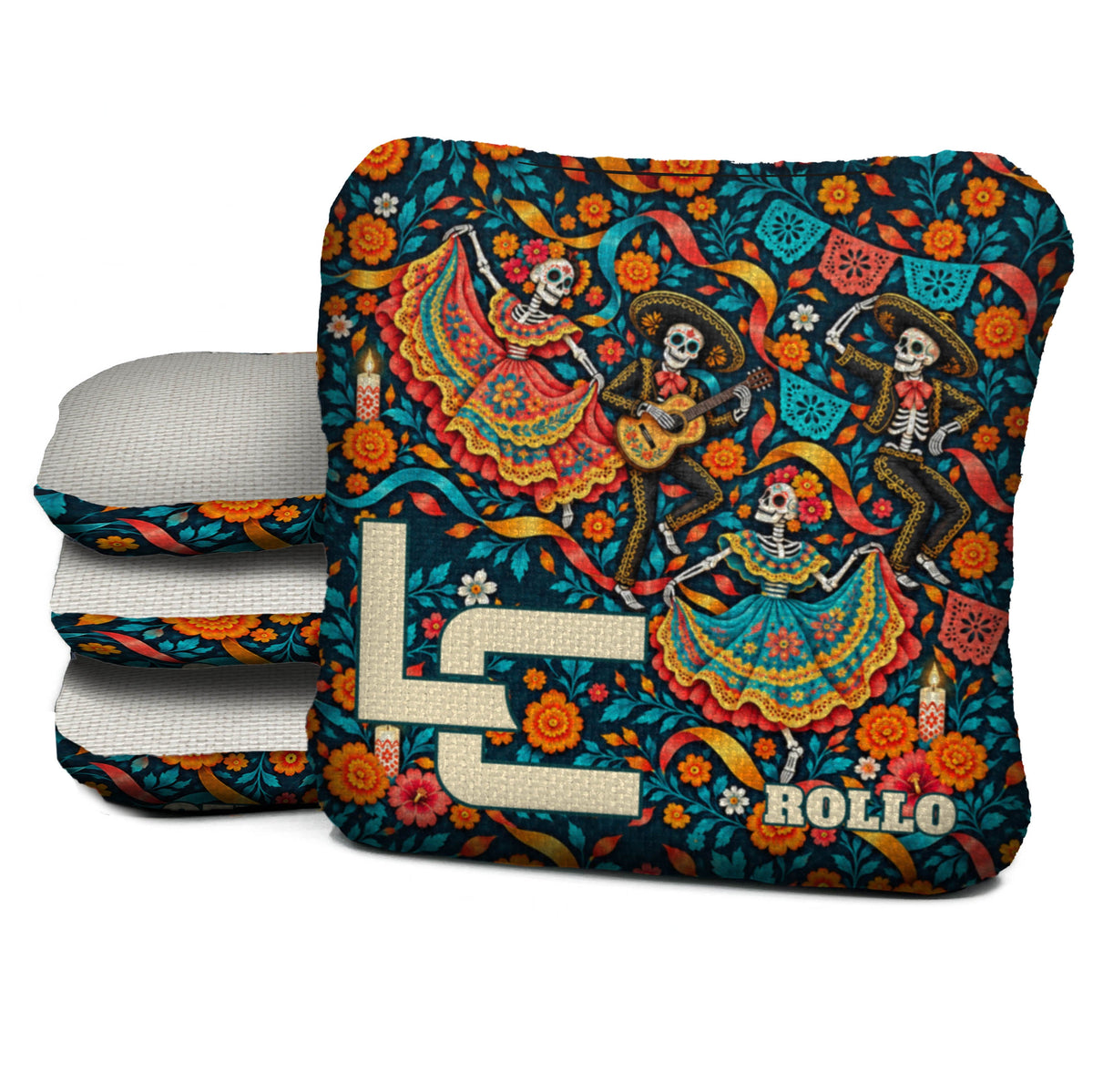 Calaca Fiesta Ribbons Cornhole Bags - Multiple Series - Set of 4