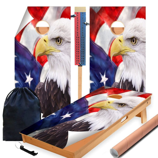 Right Bald Eagle Cornhole Boards Wraps (Set of 2)