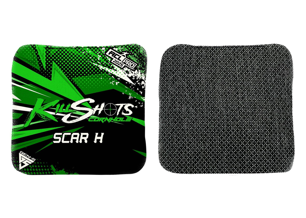 Bags ABSTRACT GREEN / Yes (+$15) Killshots Cornhole | Scar-H Series | Limited Designs | 2025 ACL Pro Cornhole Bags