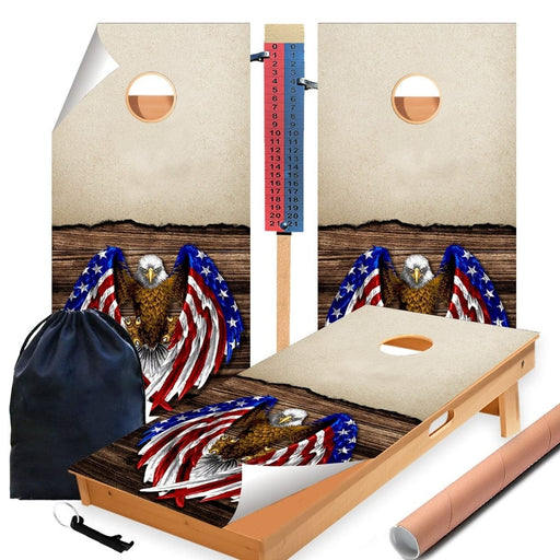 Split Wood American Eagle Cornhole Boards Wraps (Set of 2)