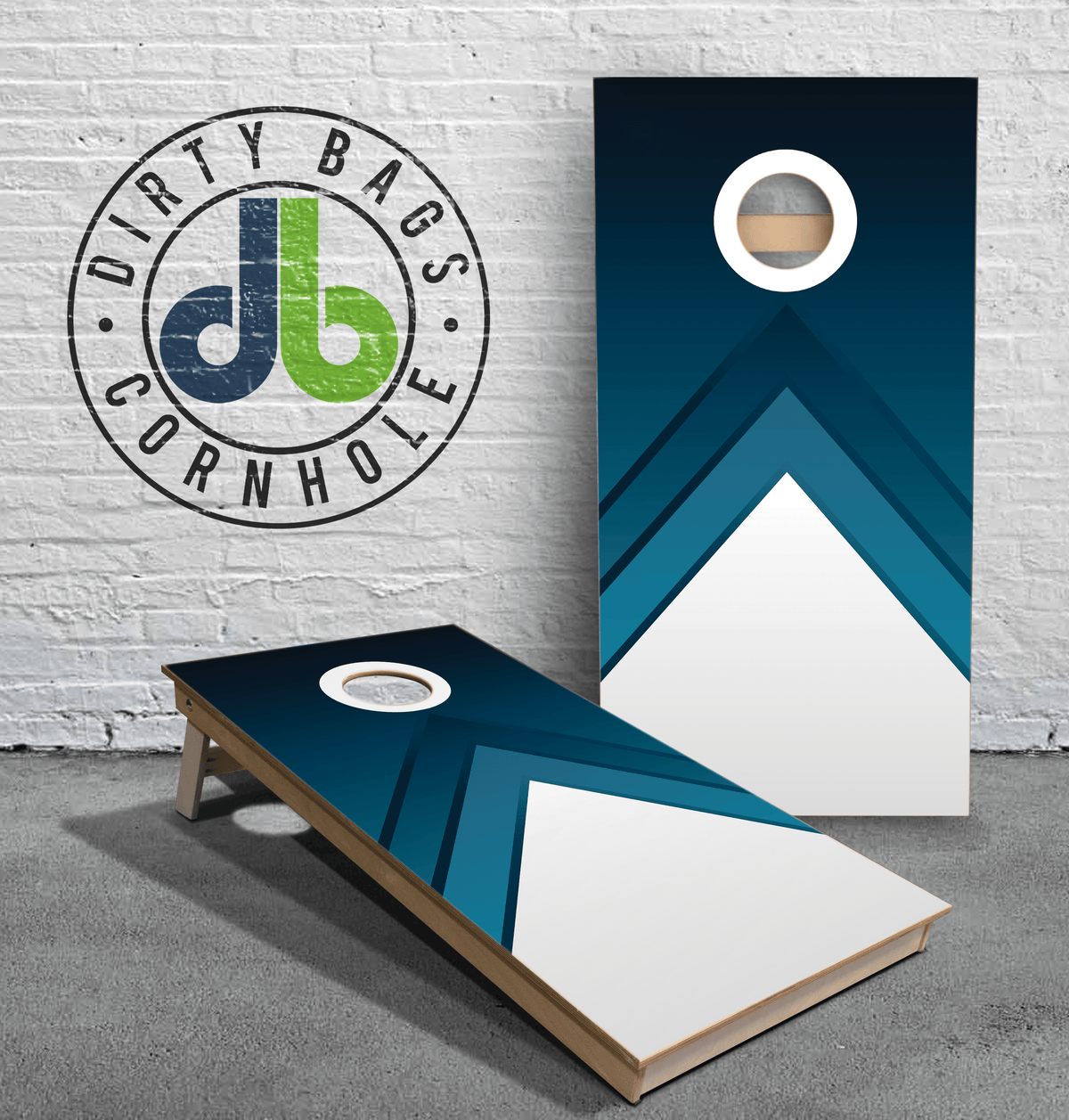boards Dirty Bags Professional Cornhole Boards - Blue and White Arrows