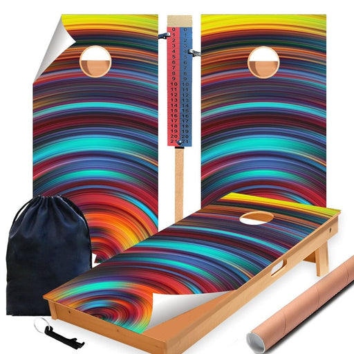 Swirly Color Cornhole Boards Wraps (Set of 2)