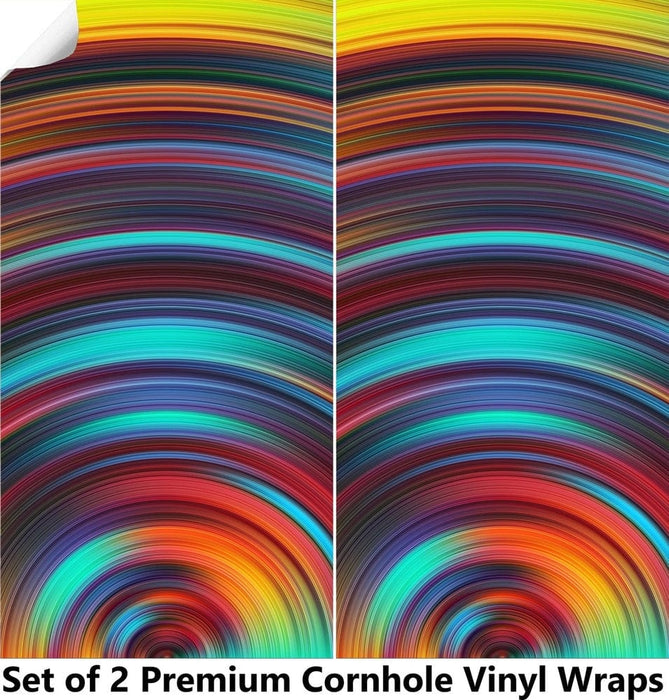 Swirly Color Cornhole Boards Wraps (Set of 2)
